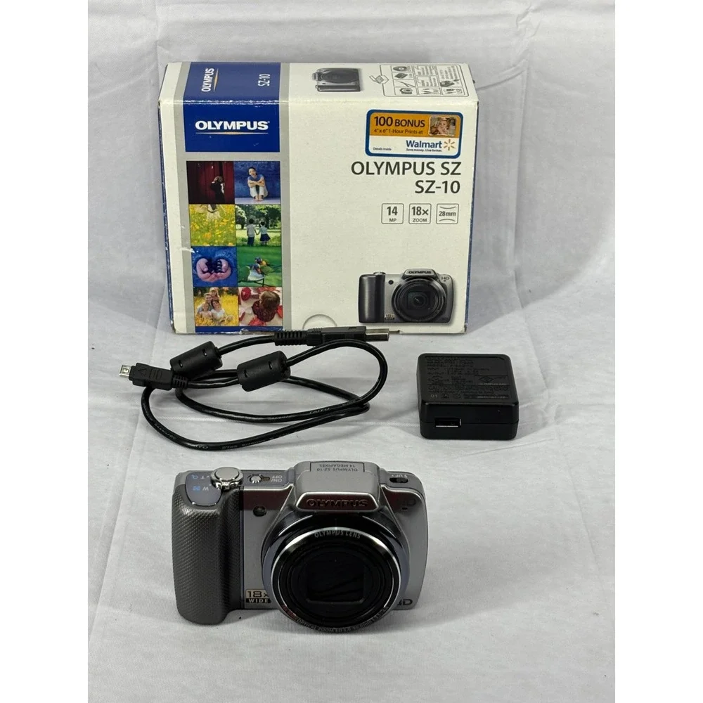 Olympus SZ-10 14MP 18x Optical Zoom‎ Digital Camera Silver Bundle SZ-10